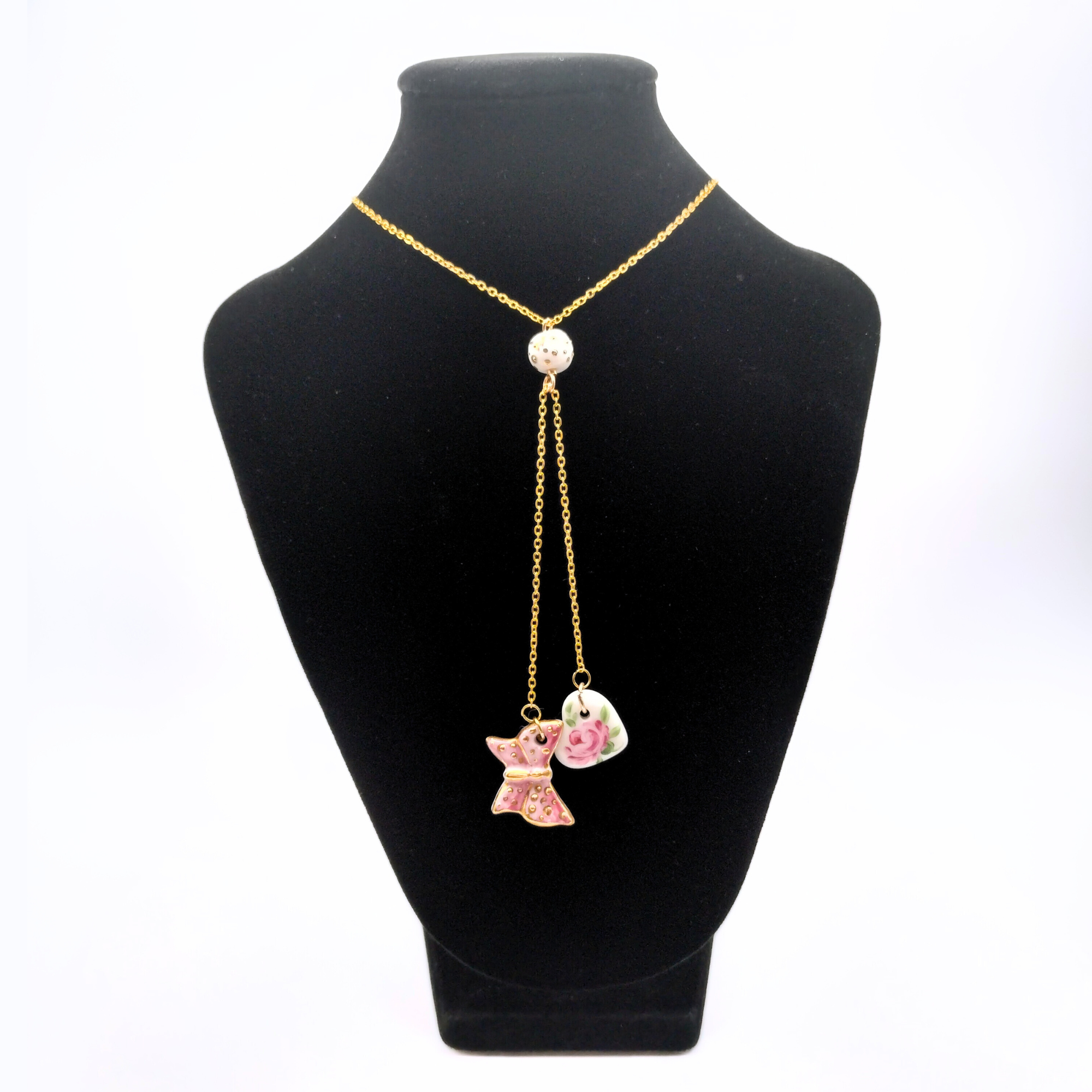 Collier papillon coeur - Rosier - Rose
