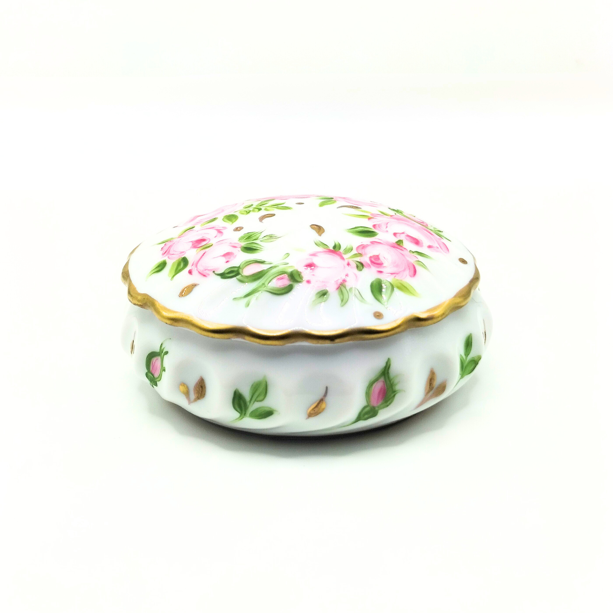 Boîte Ronde Vague 7 cm - Fleurs Roses
