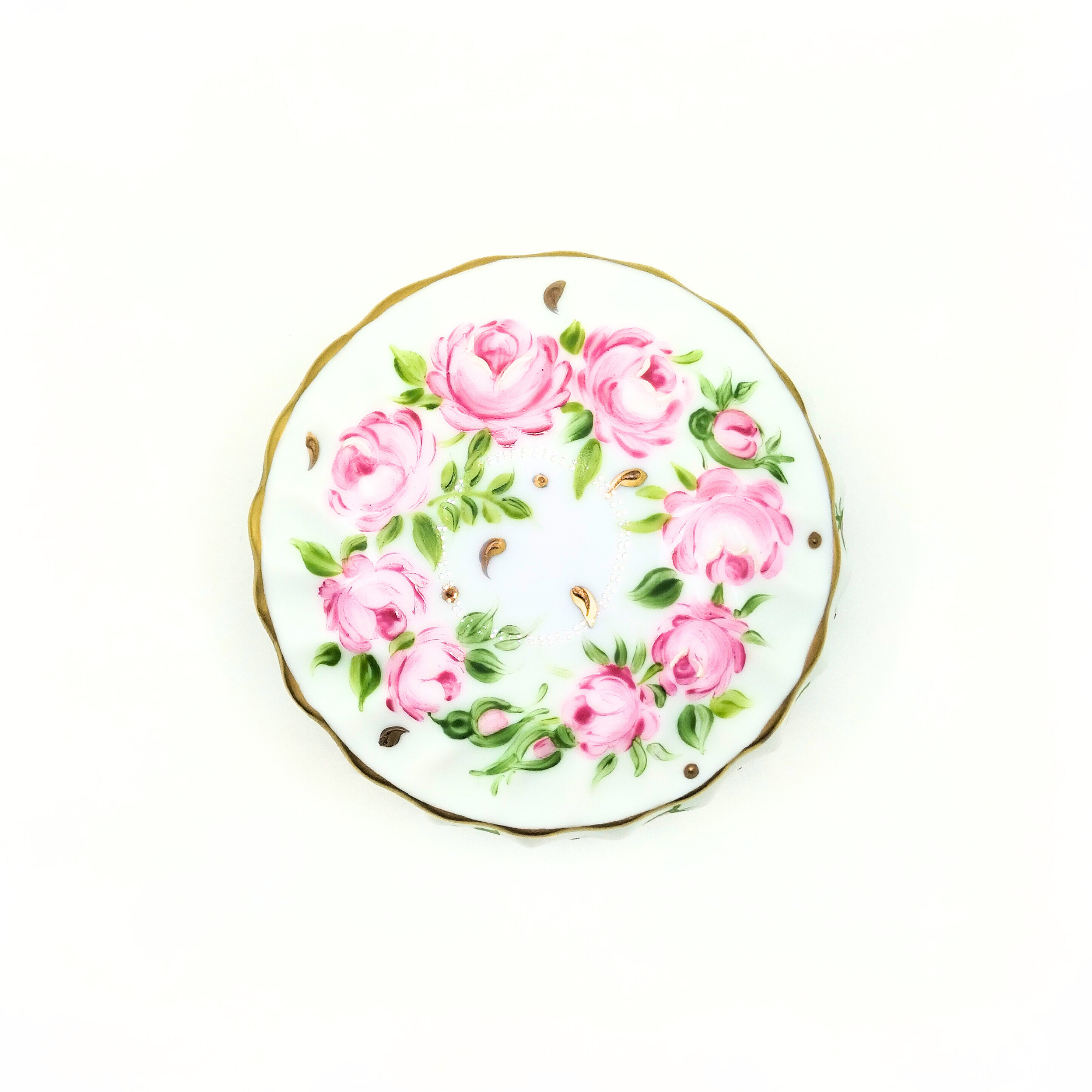 Boîte Ronde Vague 7 cm - Fleurs Roses