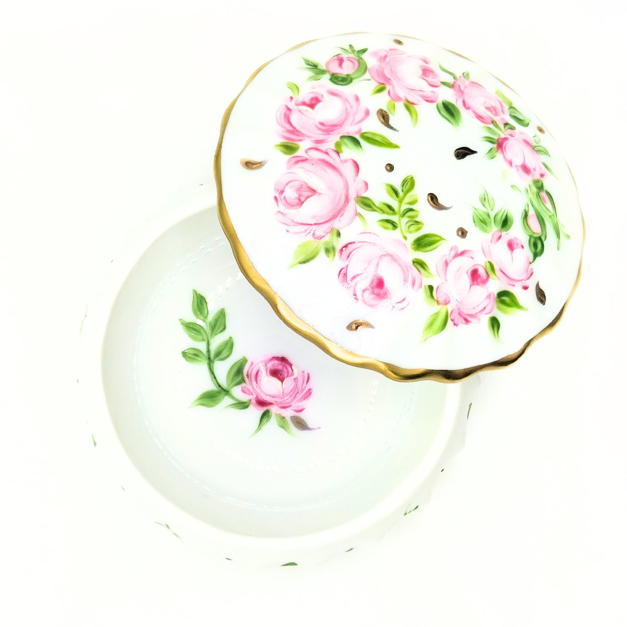 Boîte Ronde Vague 7 cm - Fleurs Roses