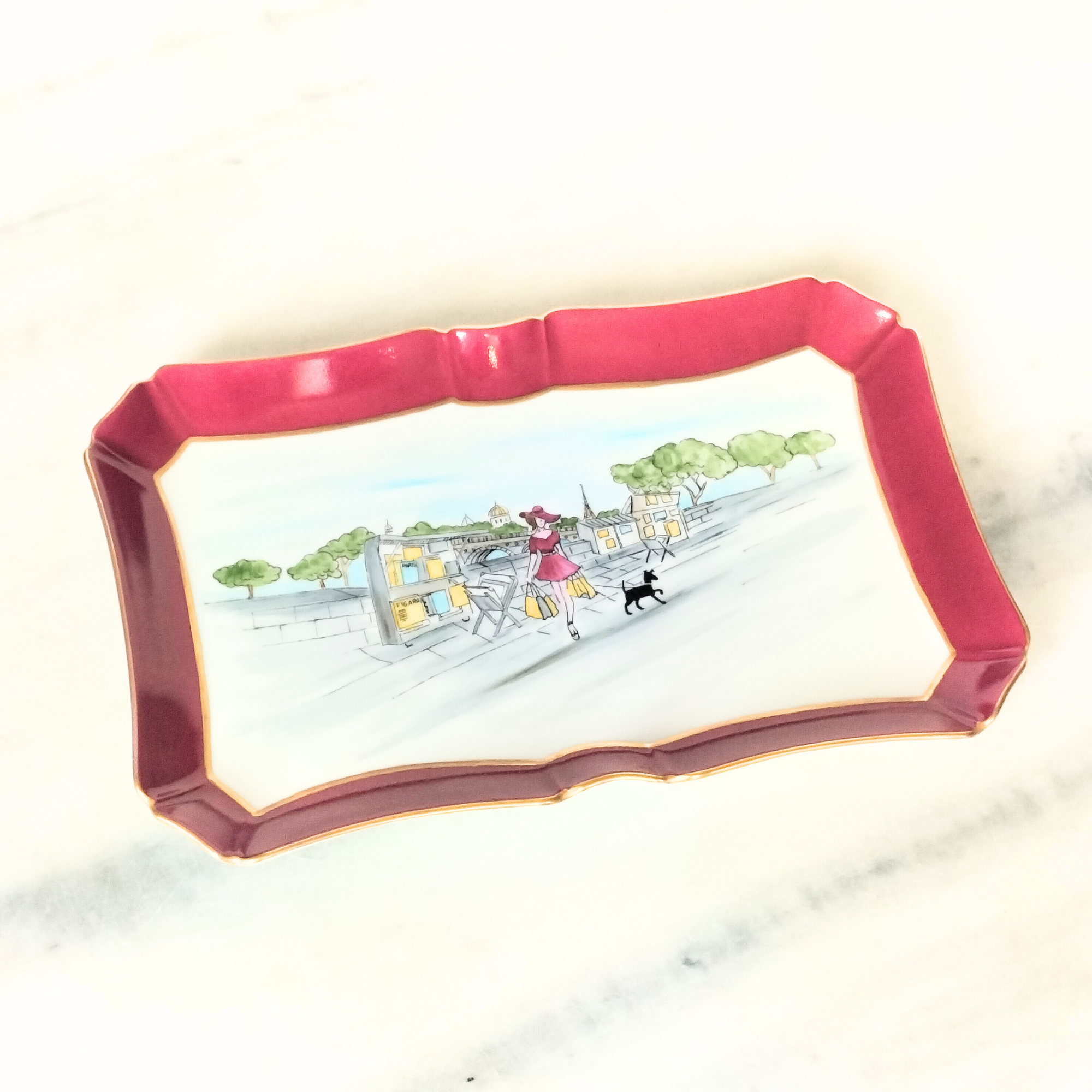 Plateau rectangulaire - La Parisienne Rose - Bouquiniste Rose