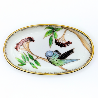 Oval Bowl Brown Birds on Tree